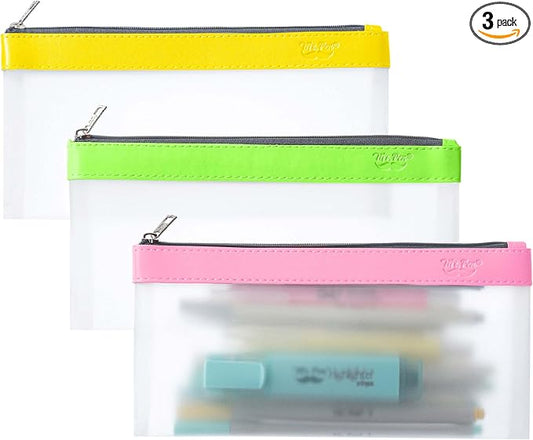 Mr. Pen- Clear Pencil Pouch, 8.50"x4.25", 3 Pack, Durable TPU Material | Medium Water-Resistant Pencil Bags with Smooth Zipper, Multipurpose Clear Pouch for Stationery, School, Office