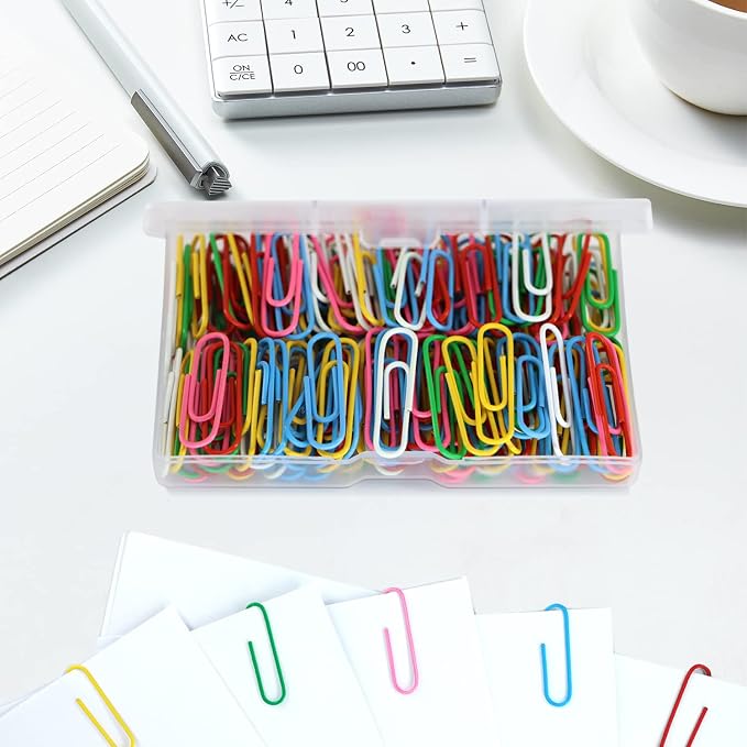 AnutriON Paper Clips, 180 Pack Medium Size Paperclips 1.3 Inch (33mm) Assorted Colored Coated Paper Clips Great for Office School Document Organizing