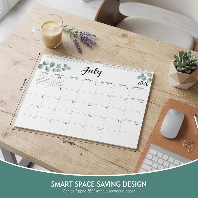 Comix 2026-2027 Wall Calendar, 18 Months Jul 2026 - Dec 2027 Monthly Planner, 120 GSM Thick Paper Lined Blocks, Hanging Calendar for Home Office Classroom, 14 x 11 Inch