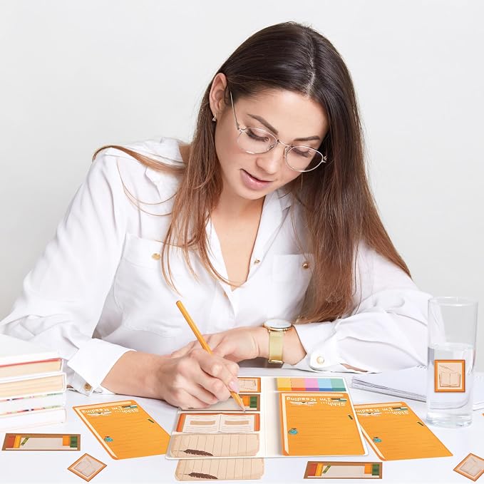 B1ykin Sticky Notes Set - 550 Sheets Writing Pad Funny Book Lovers Design | Self-Stick Notes Pages, Teacher Appreciation Gift, School Office Supplies, Shhh I’m Reading Design