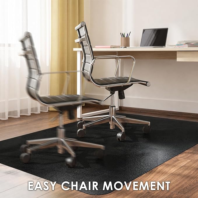 Kuyal Chair mat for Hardwood Floor 46 x 60 inches Rectangle Floor Mats Wood/Tile Protection Mat for Office & Home, Black