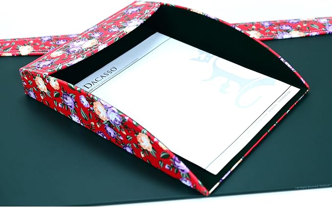 This Desk by Dacasso PU Leather Desk Set - Luxury Leather Desk Pad & Desk Organization Essentials - Office Organization & Executive Office Desk Decor - (Floral Red, 5 Piece)