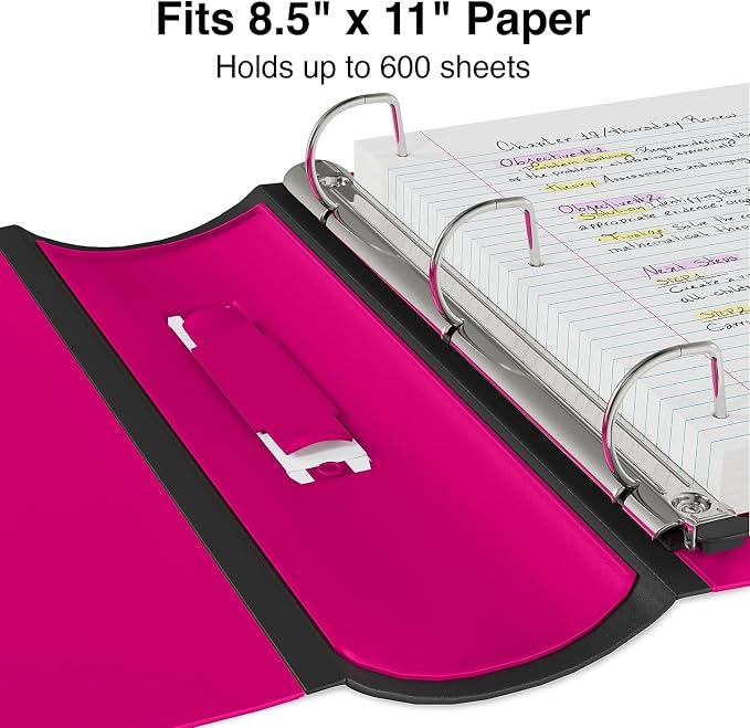 Staples Better Binder, 3" Heavy‑Duty D‑Ring 3‑Ring Binder, Pink, Reinforced Spine, 600‑Sheet Capacity, Durable Organizer for Office, School & Presentations, 2‑Pack