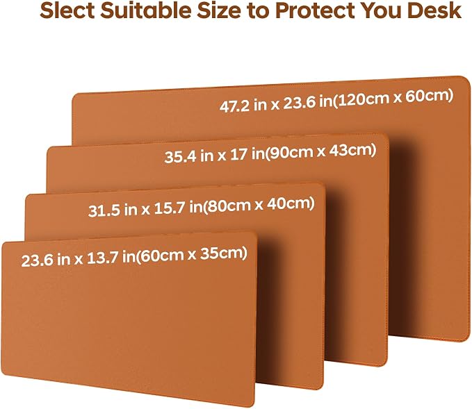 Leather Desk Pad Protector, Office Desk Mat, Large Mouse Pad, Non-Slip PU Leather Desk Blotter, Waterproof Computer Desk Writing Pad for Office and Home (Brown, 31.5" x 15.7")