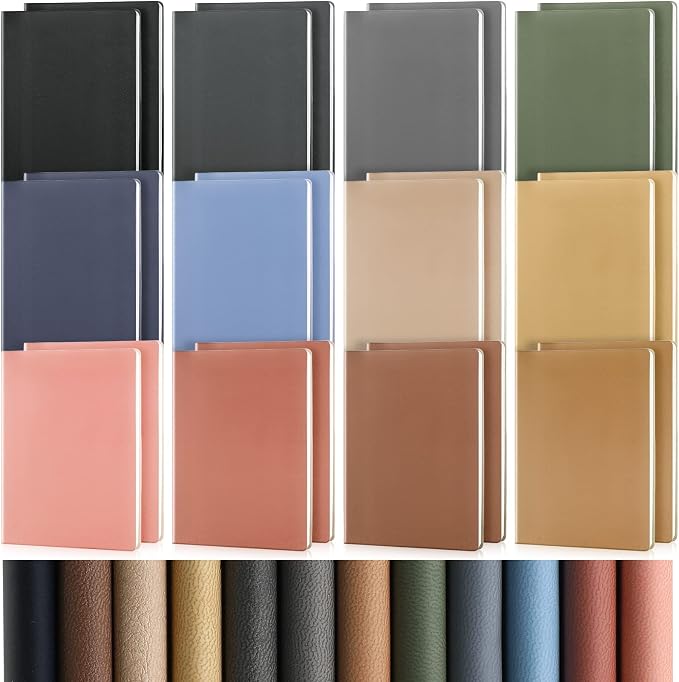 PerKoop 24 Pcs A5 PU Leather Journals for Laser Engraving, 8.1 x 5.6 Inch Lined Notebook Blanks 128 Pages, Lay Flat Ruled Writing Notebooks for DIY Crafting Office School Gifts (Morandi Color)