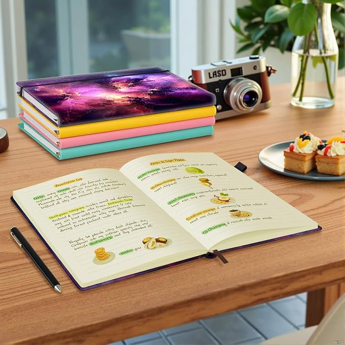 Hardcover Executive Notebooks, A5 PU Leather Lined Journal Notebook, 200 Pages Thick Paper Subject Notebooks for School,Work,Home Writing Business Notebook, Diary Book ，Space Colors Nebula