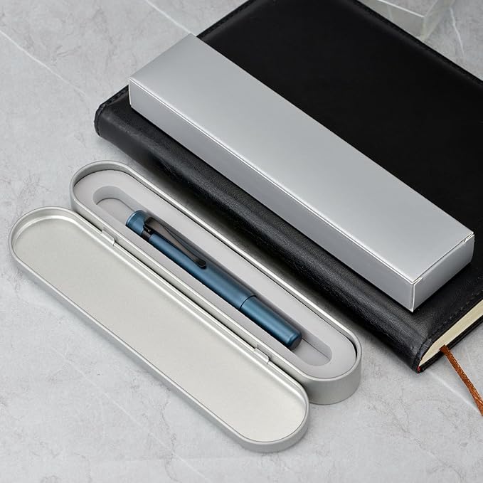 HONG DIAN M2 Black Forest Mini Fountain Pen, Medium Soft Nib & Sleek Shape Aluminium Short Pocket Travel Pen (Midnight Blue)