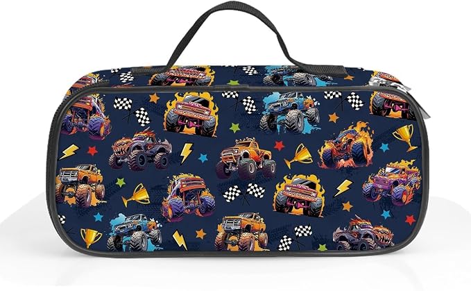 Monster Truck Pencil Bag for Boys, Large Capacity Kids Car Pencil Box with Zipper Compartments, Portable Pen Pouch Bag for Office School Travel