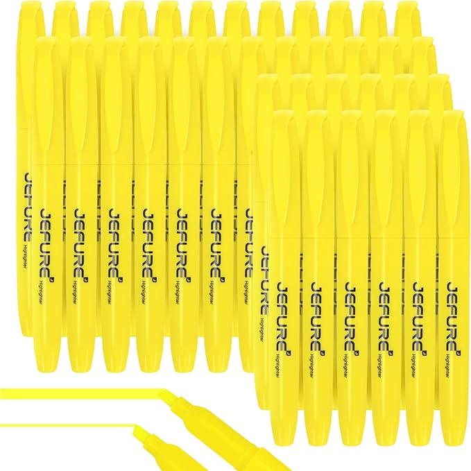 36 Pcs Highlighters, Chisel Tip, Yellow | Bible Highlighters, Quick Dry, Bulk, for Studying, Note-Taking, School, College, Office, Teacher & Student Supplies