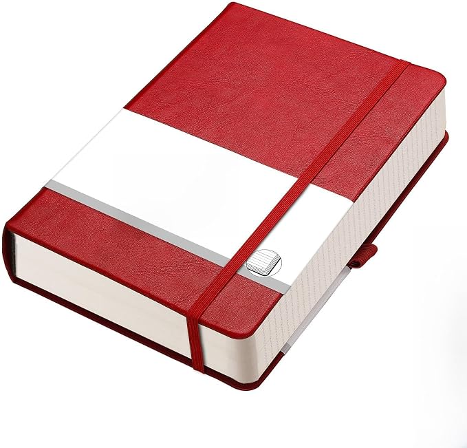 AHGXG Lined Journal Notebook, 320 Numbered Pages, A5 (5.75'' X 8.38'') | Thick Lined Notebook for Note Taking, 100GSM Paper, Leather Hardcover, for Women Men (Red)