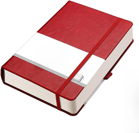 AHGXG Lined Journal Notebook, 320 Numbered Pages, A5 (5.75'' X 8.38'') | Thick Lined Notebook for Note Taking, 100GSM Paper, Leather Hardcover, for Women Men (Red)