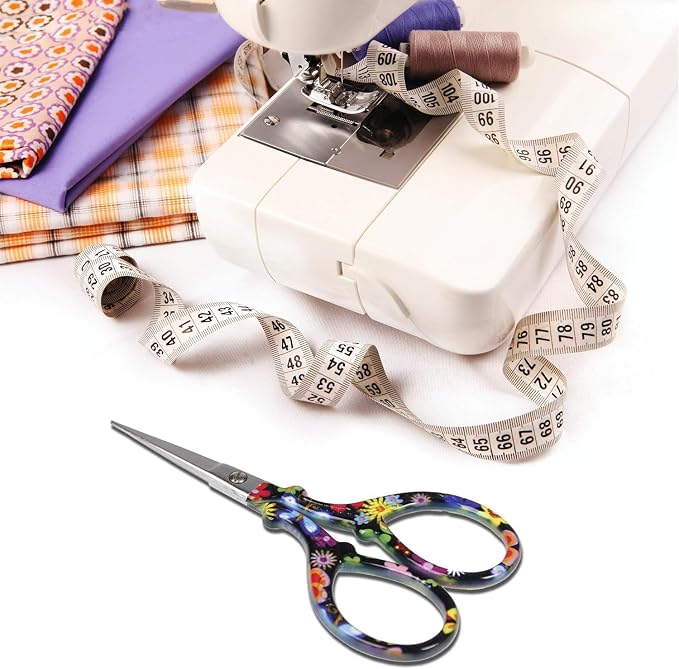 Classic 3.6" Sewing Scissors with Premium Leather Sheath-Hisuper Sharp Embroidery Scissors,Vintage Decorative Shears for Needlework,Cross Stitch,Crochet Accessories,Craft DIY Tool-Black Floral
