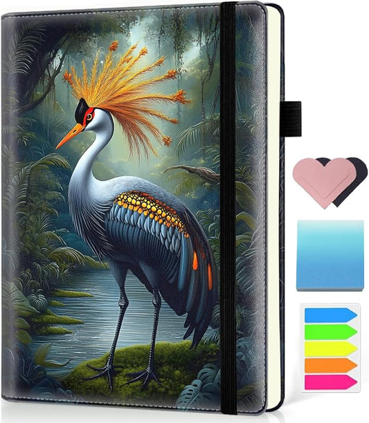 Hardcover Executive Notebooks, A5 PU Leather Lined Journal Notebook, 200 Pages Thick Paper Subject Notebooks for School,Work,Home Writing Business Notebook, Diary Book ，Cranes of Grace