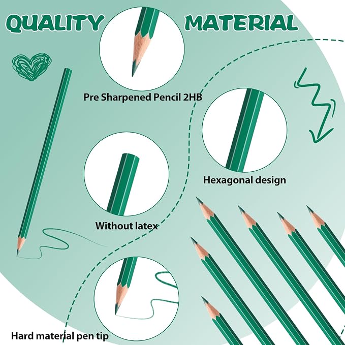36 Pack Green Colored Pencils for Kids, Pre-sharpened Art Pencils Back to School Supplies Set, Drawing Sketching Pencils for Students, Teachers, Classroom