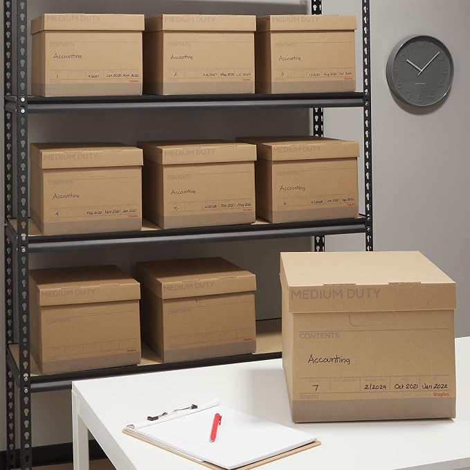STAPLES Medium Duty 100% Recycled Storage Boxes Letter/Legal Size 12/Pack