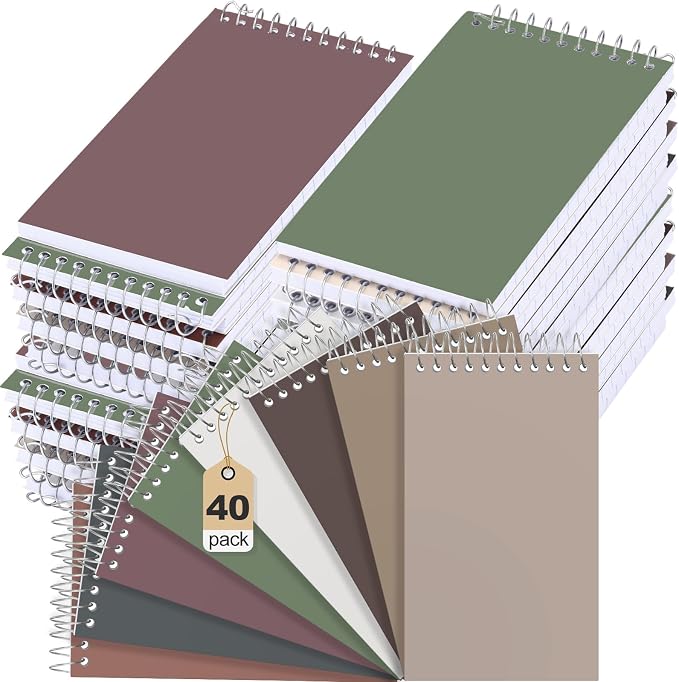 Leelosp 40 Pcs Small Spiral Notebooks 3 x 5 Inch, Pocket Memo Notepads with 75 Sheets Each, Mini Top Spiral Pads for Back to School Supplies Notes, Office Team, Nurses, Care Packages (Retro Color)