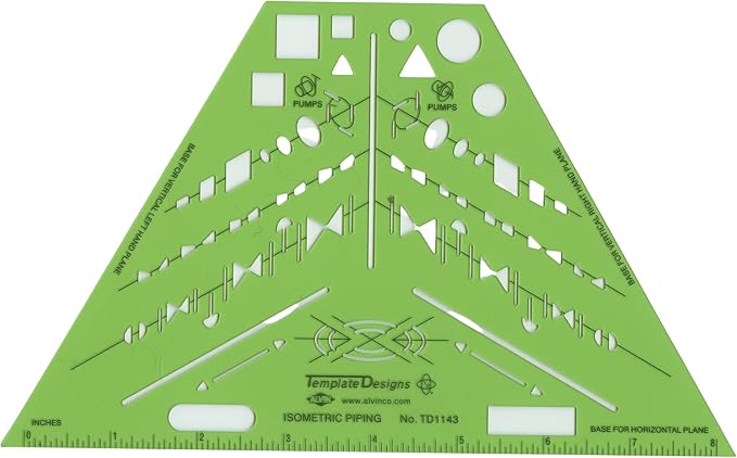 Alvin, TD1143, Isometric Piping Template, 8.5" x 5.25" x .030"