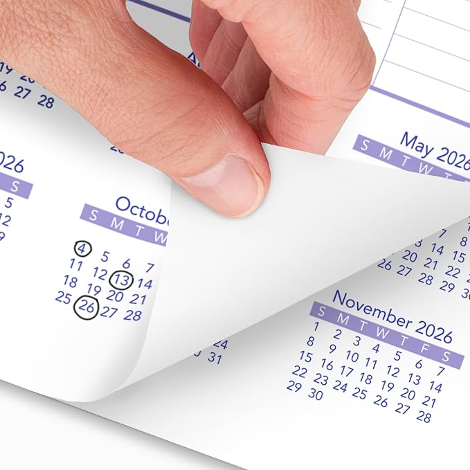 AT-A-GLANCE 2026 Wall Calendar, 8" x 11", Small, Ruled Blocks (PM12826)