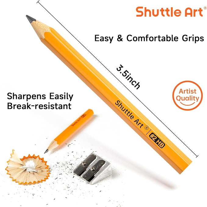 Shuttle Art 600 Pack #2 HB Mini Pencils, Wood-cased, Pre-sharpened for Kids & Teachers, Classroom Essentials, Back to School Supplies