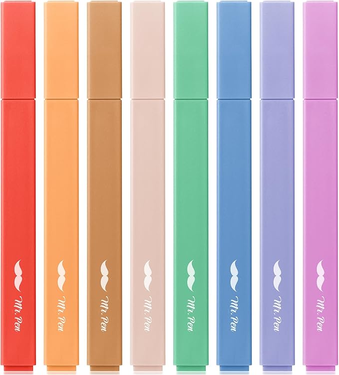 Mr. Pen- Aesthetic Highlighters No Bleed, 8 Pack, Assorted Colors | Chisel Tip, Cute Highlighters Assorted Colors for Journaling, Highlighting, Underlining, Fast Dry, Back to School Supplies