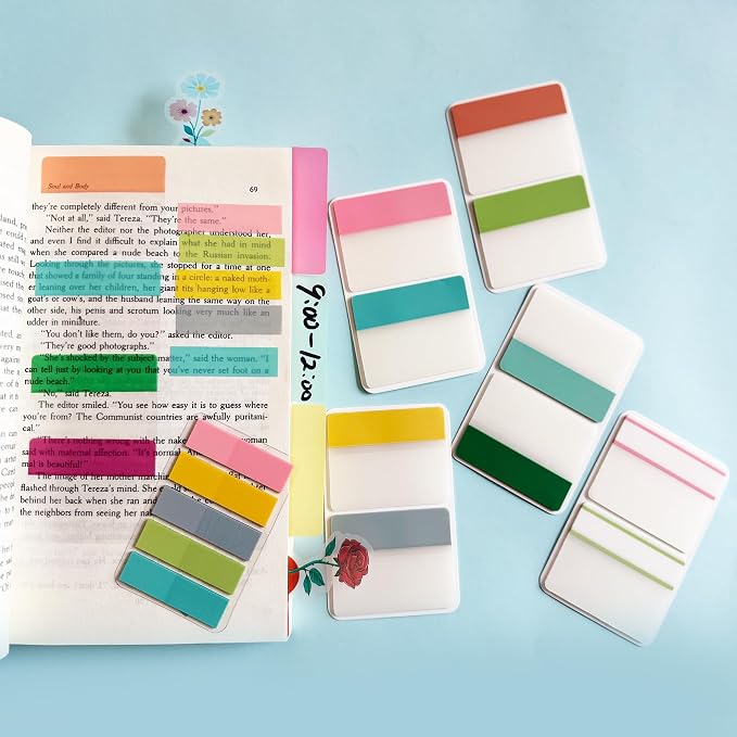 ELII 500 PCS Tabs 2 Inch Book Tabs Sticky Index Tabs,File Tabs | Self Adhesive,Page Markers,Index Labels for Pages,Safety Material, Smooth Writing,Transparent,Waterproof,Repositionable