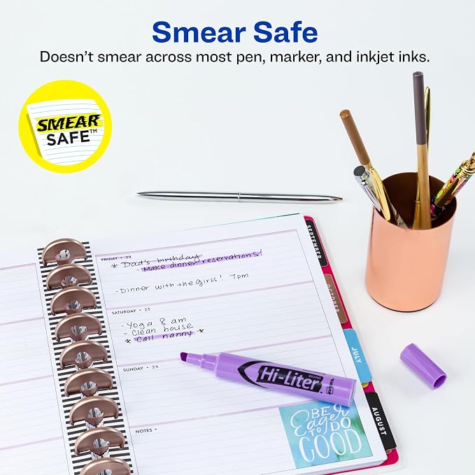 Avery Hi-Liter Desk-Style Highlighters, Smear Safe Ink, Chisel Tip, 12 Fluorescent Purple Highlighters (24060)