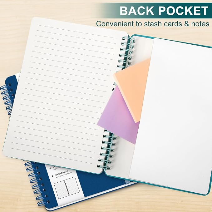 Lined Spiral Journal Notebook with 160 Pages, 8×5.7in, A5 Spiral Notebook, Journaling Notebooks for Work, School, Women, Men, College Ruled Spiral Notebook, Hardcover Leather Journals, Turquoise