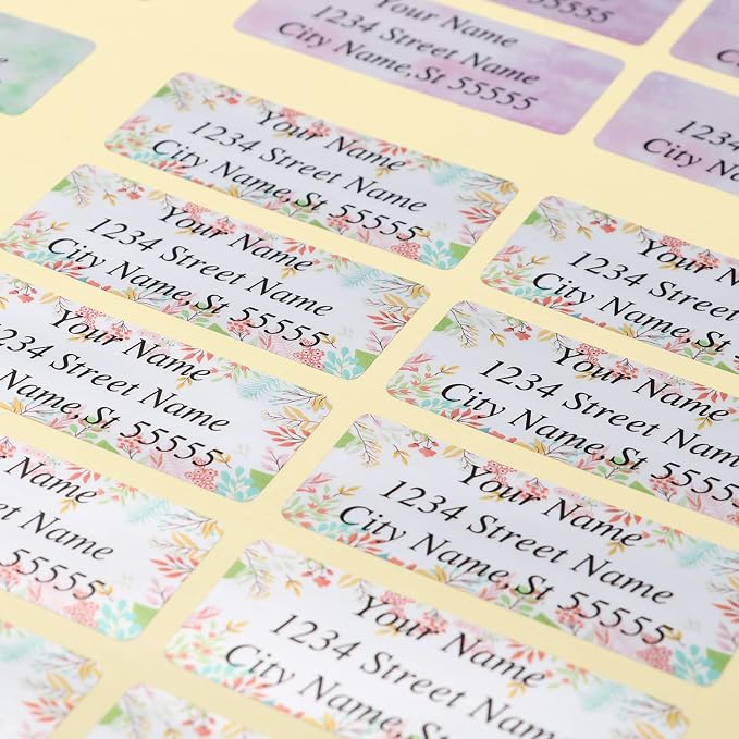 Personalized Address Labels - Custom Address Labels, Colorful Patterns, Set of 100, Matte Silver (2.6x1 Inch)