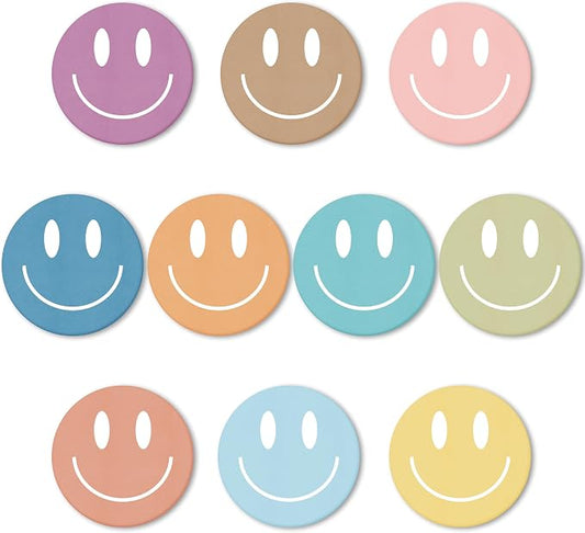 AgincBerry Boho Smile Face Sticky Notes - 30PCS Back to School Colorful Preppy Self-Stick Notes Mini Happy Smile Face Memo Pad Creative Shaped Notepad Writing Sticky Note Office Home Gift Tab Supplies