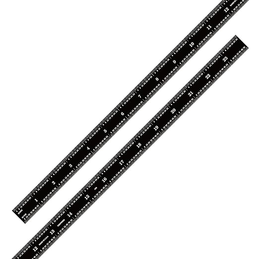 PEC Tools 24" Flexible Metal Ruler, Stainless Steel with Black Chrome Finish, High Contrast,16R Graduation (1/32", 1/64", 1/50", 1/100"), Easy to Read Machinst Rule for Professionals, Made in USA