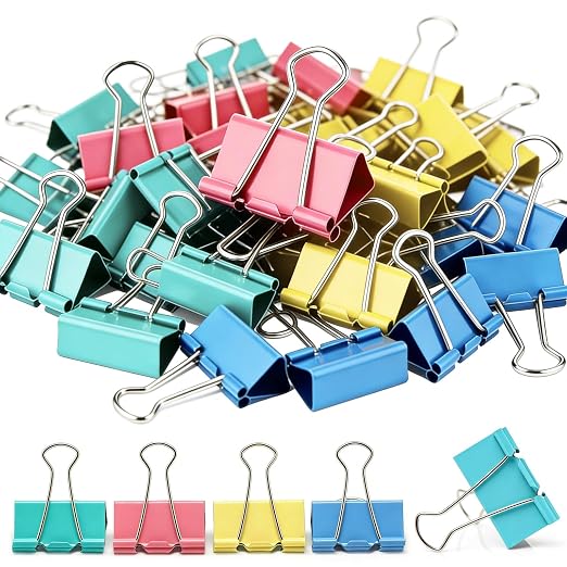 150pcs Binder Clips 1.25 Inches Medium Colored Binder Office Clamps Colored Paper Clips and Binder Clip Bulk for Office Supplies, Home, School (Medium-Color)