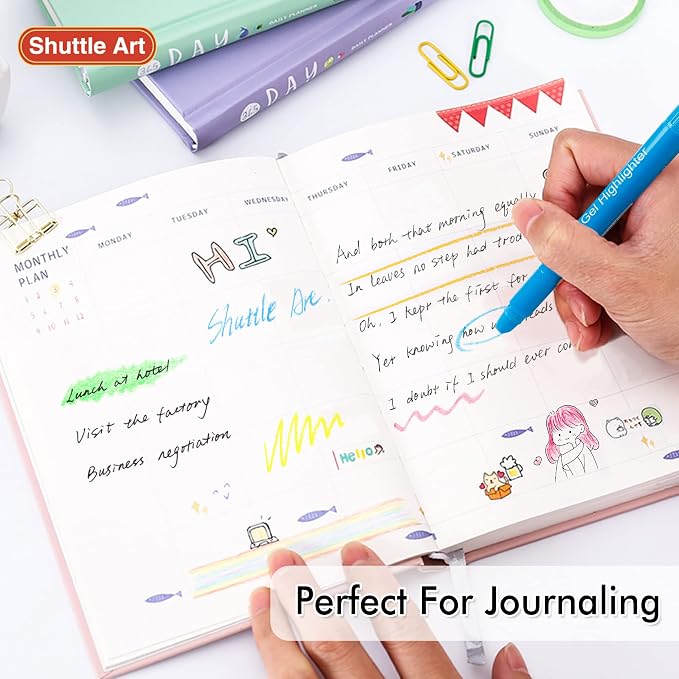 Shuttle Art 10 Pastel Colors Gel Highlighters,Bible Highlighters,No Bleed Through, Bible Journaling Supplies,Great for Journaling, Highlighting and Studying