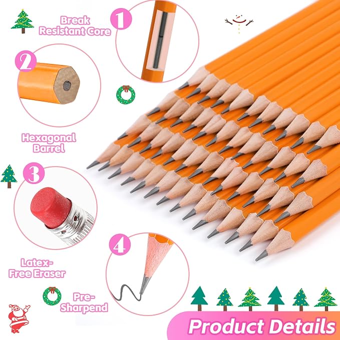 1200 Pack Wood-Cased #2 HB Pencils Bulk, Pre-Sharpened Yellow Pencils #2 | Number 2 Pencils with Erasers for Writing Drawing and Sketching, Office Teacher Essentials Accessories, School Supplies