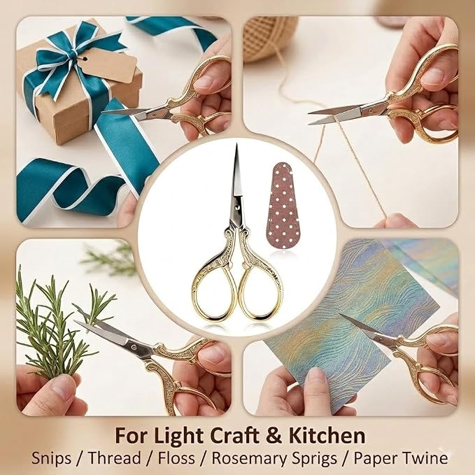 BIHRTC 3.6Inch Vintage Crochet Scissors - Small Embroidery Scissors with Stainless Steel Sharp Pointed Blades - Ideal for Sewing, Craft, DIY & Artwork DIY Tool