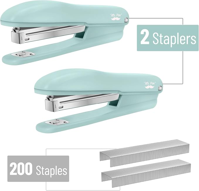 Mr. Pen- Office Stapler with Staples, 2 Pack, 200 Staples 1/4" | 20 Sheet Capacity, Desktop Stapler for Students, Office Supplies, Ergonomic Design for Comfortable Use, Jam-Free