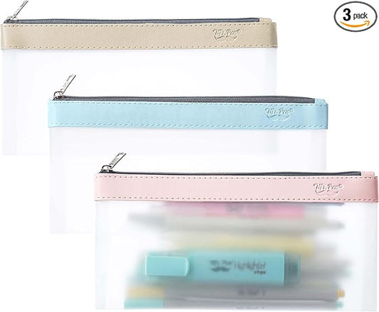 Mr. Pen- Clear Pencil Pouch, 8.50"x4.25", 3 Pack, Durable TPU Material | Medium Water-Resistant Pencil Bags with Smooth Zipper, Multipurpose Clear Pouch for Stationery, School, Office