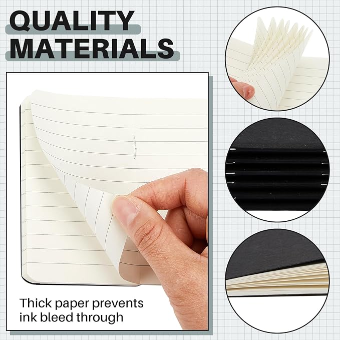 Outus 15 Pcs Mini Pocket Notebook 2.5" x 4" Small Journal Kraft Paper Notepads Bulk Softcover Pocket Notepad Memo Diary Subject Notebooks for Traveler Worker (Black,Tree of Life Style)