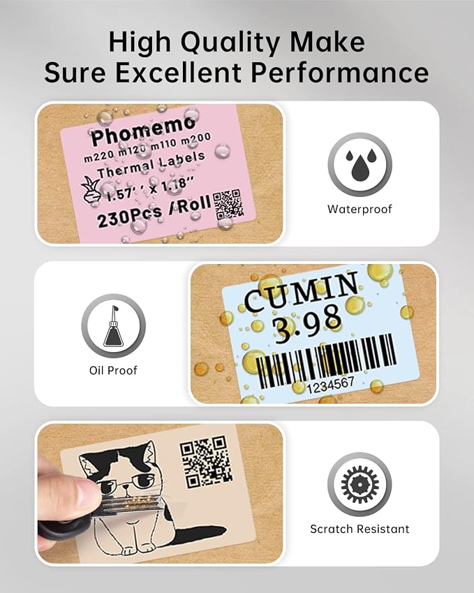 Phomemo Labels,Thermal Color Label,1.57'' x 1.18'' Self-Adhesive Sticker | for Phomemo M110 M220 M221 M120 M108 M150 M250 M260 M160 M200 Printer, for Barcode,Name,Address (Pink/Blue/Khaki）
