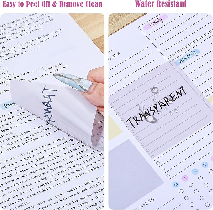 BAYTORY 1700 Sheets Transparent Sticky Notes, See Through Sticky Tabs | Book Annotation Kit for Bible Study, 4Pcs Double Marker Pens, Transparent Index Tabs for Annotation Kit (Pink Blue)