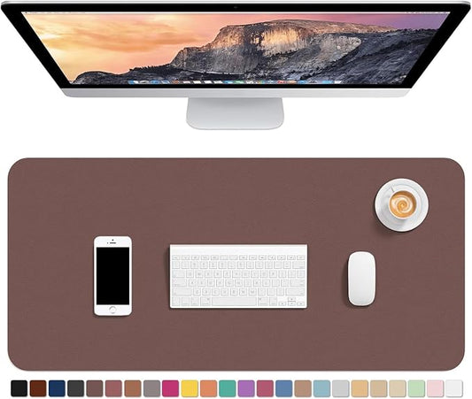 Hsurbtra Desk Pad, 30" x 14" PU Leather Desk Mat, XL Extended Mouse Pad, Waterproof Desktop Blotter Protector, Non-Slip Ultra Thin Large Laptop Keyboard Writing Mat for Office Home, Dark Oak