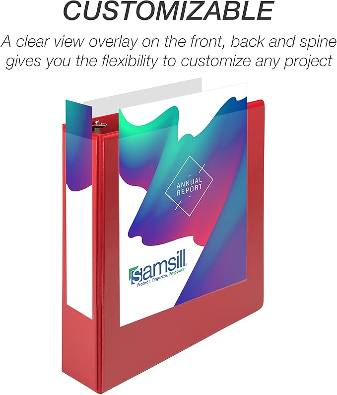 Samsill Durable 2 inch 3 Ring Binder, D Ring Binder, 100% Recycled Chipboard, Red