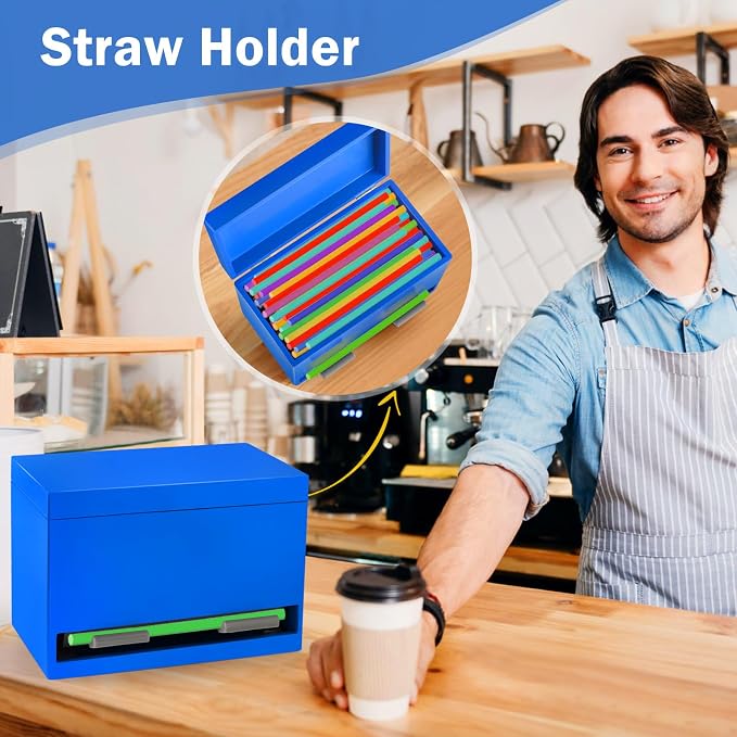 YEGEER Pencil Dispenser for Classroom, Wooden Pencil Holder, Classroom Teacher Must Have, Pencils Straws Organization & Storage for Classroom Office Kitchen Restaurant (blue)
