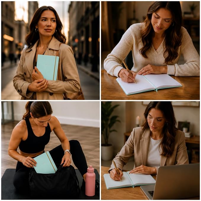 WORLD TRAVELER Large Lined Journal Notebook 256 Ruled White & Ivory Pages | Lay-Flat Binding, Gilded Page Edges Resist Wear, Reinforced Square Corners, Bleed-Resistant Smooth Paper