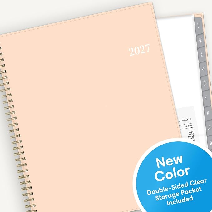 Blue Sky 2027 Weekly & Monthly Planner, 8.5"x11", Enterprise Blush Pink | January 2027 - December 2027, Flexible Cover, Durable Twin Wire Binding, Laminated Tabs, Storage Pocket