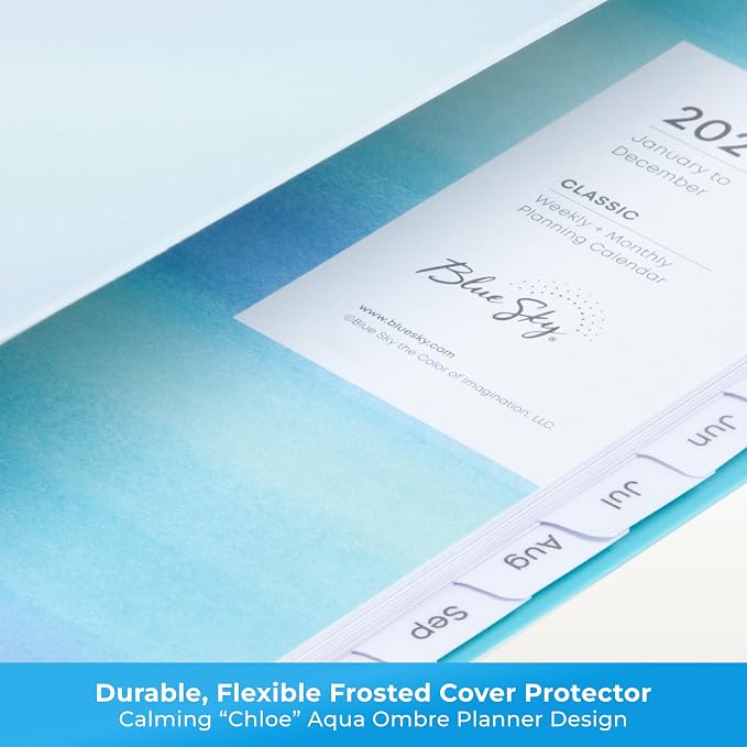 Blue Sky 2026 Weekly and Monthly Planner Calendar, January 2026 - December 2026, 5" x 8", Flexible Frosted Cover, Laminated Tabs, Durable Twin Wire Binding, Chloe