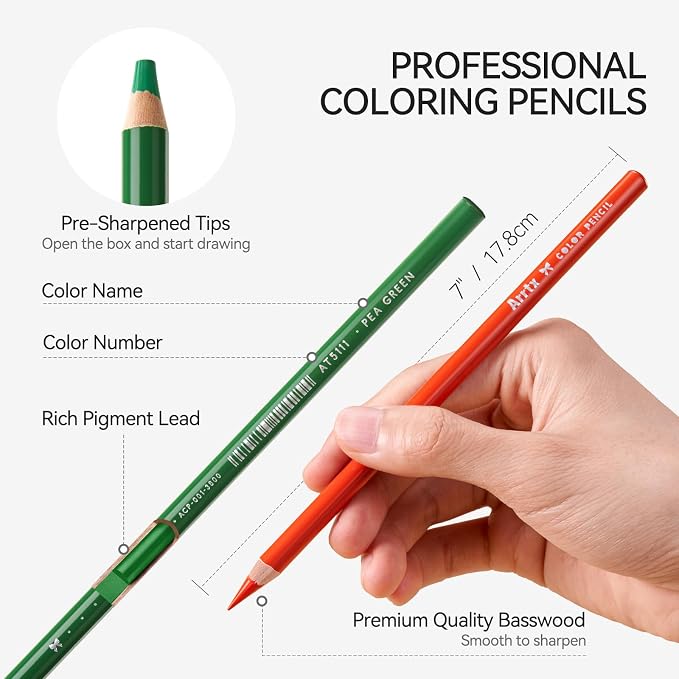Arrtx 84 Colors Colored Pencils, 5.0mm Extra Thick Soft Core | Artist grade drawing pencils, smooth laydown, easy blending, thick core reduces sharpening stops, ideal for adult coloring, s