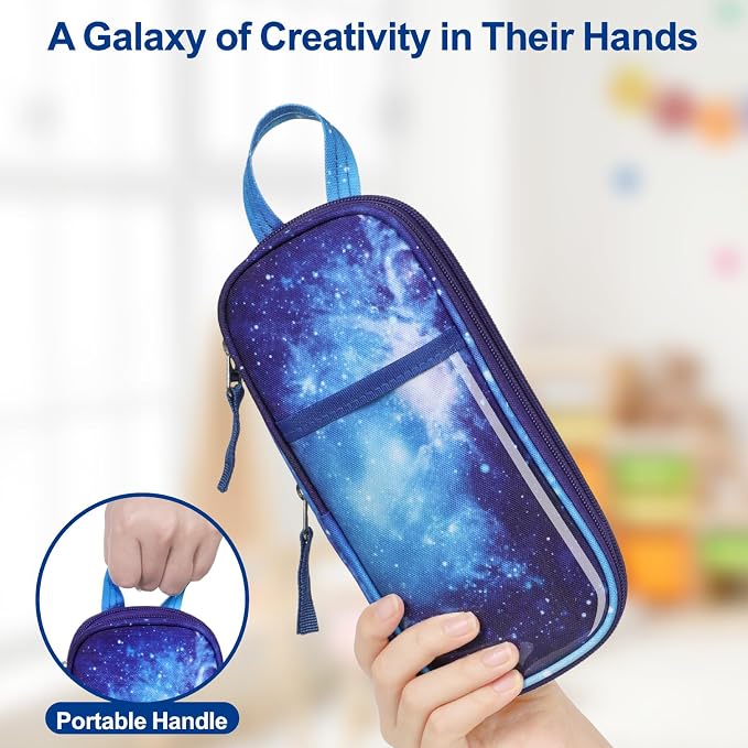 Bagseri Pencil Case for Boys - Expandable Cute Kids Pencil Case | Wide Opening Pencil Pouch Organizer for School Supplies, Cute Kids Pencil Case for Boys, Black Football