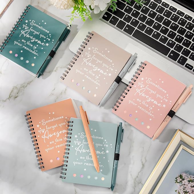 Chuangdi 20 Sets Back to Schhol Teacher Gifts Appreciation Journal Inspirational Notebook with Sticky Notepad Ballpoint Pen Bulk Thank You Gifts for Student Staff Team Coworker Nurse(Warm)