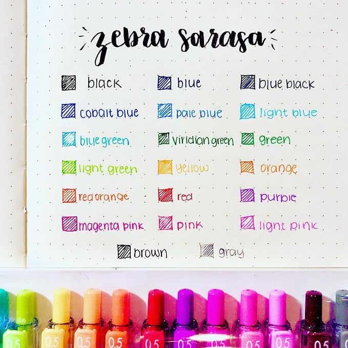 Zebra Pen SARASA Clip Retractable Gel Pen, Rainbow Assorted Ink, 20-Pk