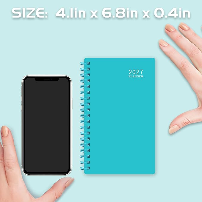 2027 Pocket Calendar/Planner - Weekly & Monthly Pocket Planner for Purse, Jan. 2027 - Dec. 2027, 6.8" x 4.1", Strong Twin - Wire Binding, Plastic Cover